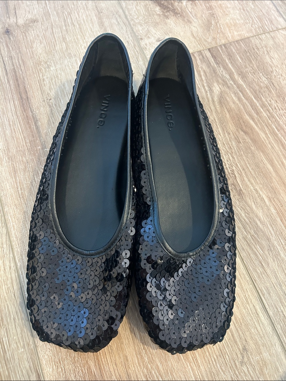 Vince Black Sequin Slip-On Ballet Flats size 7